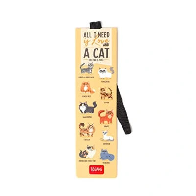 Imagen de Legami marcador con elástico de página, también útil para mantener el libro cerrado, en papel certificado plastificado, 4,7 x 17,5 cm, tema Kitty