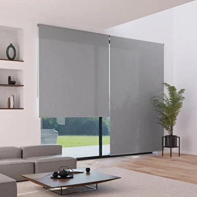 Imagen de MADECOSTORE Estor Enrollable, Tejido Liso Gris Roca, 64 x 250 cm, motorizable, con perforación