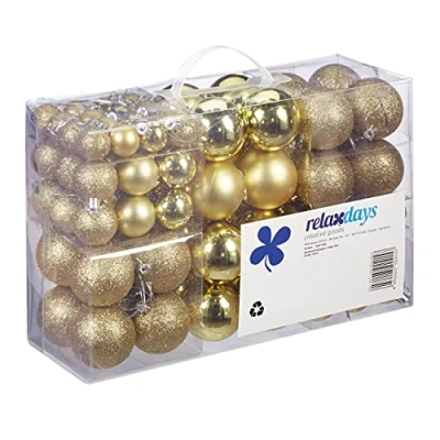 Imagen de Relaxdays 10027269_45 Set de 100 Bolas, Decoración navideña, Mate, Brillante, Árbol Navidad, ∅ 3,4 &amp; 6 cm, Azul