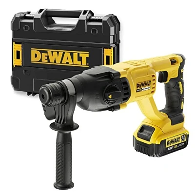 Imagen de DEWALT Martillo Electroneumático sin Escobillas XR 18V SDS Plus, 3 Modos, 2.6J, 1550rpm, Incluye Maletín TSTAK, Batería 4Ah y Cargador, Diámetro Máx. de Perforación 26mm, DCH133M1 QW