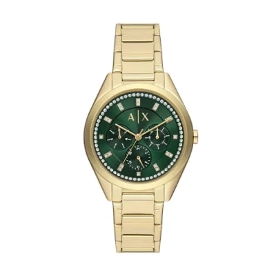 Imagen de Armani Exchange Reloj Analógico para Mujer de Cuarzo con Correa en Acero Inoxidable AX5661, Tono Dorado y Verde