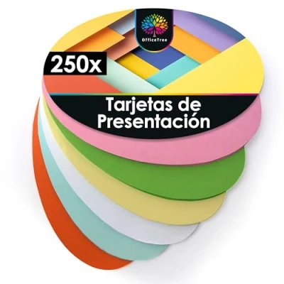 Imagen de OfficeTree 250x Tarjetas de Moderación 19x11 cm 6 Colores 150 g Oval Perfectas para Presentaciones, Talleres y Brainstorming Flashcards Estudio Fichas Cartulina