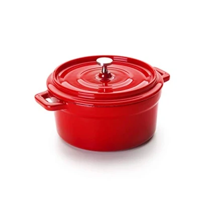 Imagen de IBILI Mini cocotte redonda roja 13x8 cm, Hierro fundido, Apta para induccion