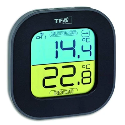 Imagen de TFA Dostmann Fun Termómetro Digital con Sensor Exterior, Color Negro