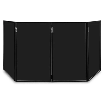 Imagen de Vonyx DB2B Frontal cabina DJ en lycra negra, pantalla plegable y fácil de instalar, oculta equipo DJ, diseño sobrio elegante