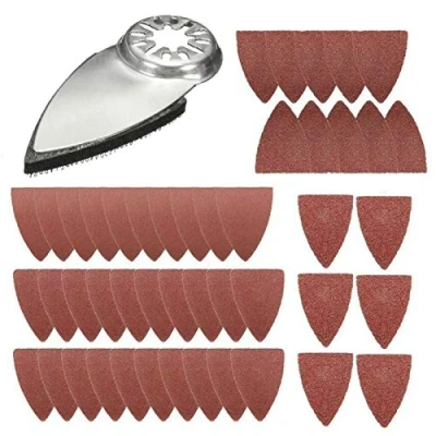 Imagen de Herramienta múltiple oscilante de dedo, hojas lijado kit almohadillas con 50 piezas papel arena para dedos compatibles Fein Multimaster