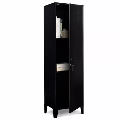 Imagen de IDMarket Armario de vestidor ESTER puerta metal negro diseño industrial
