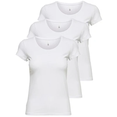 Imagen de ONLY 15209153 Paquete de 3 camisetas para mujer, color negro o blanco, básicas manga larga en las tallas XS, S, M, L, XL, Color: 1, M