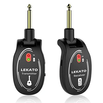 Imagen de Sistema de guitarra inalámbrico LEKATO, transmisor y receptor recargable para eléctrica, bajo, teclado (L6)