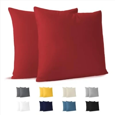 Imagen de Dreamzie Fundas de Almohada (Juego 2) Rojo para Las Almohadas 40 x cm 100% Algodon Jersey Funda Cojin Cama Protector