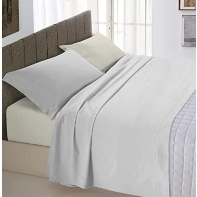 Imagen de Italian Bed Linen Juego de sábanas “Natural Colour, Gris Claro/Crema, Doble