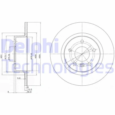 Imagen de DELPHI BG3227C Disco de freno 304 13 5 macizo revestido sin procesar cojinete rueda, anillo sensor ABS LAND ROVER: Range Rover 2
