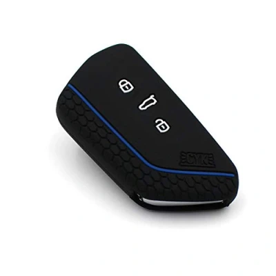Imagen de VF Funda de silicona para llave coche con 3 botones, color negro y azul