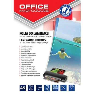 Imagen de Lámina de laminación Office PRODUCYS A5 2 x 100 micr; brillante, unidades, transparente, presentación, tipo para laminación, tipo, material: plástico, color formato A5,