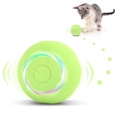 Imagen de KEWUZY Bola De Juguete Interactivo para Gatos,Carga USB Juguetes Gatos Pelotas, Pelota Gatos,Rotación Automática 360 ​​Grados,Dos Modos con Luz LED (Verde)