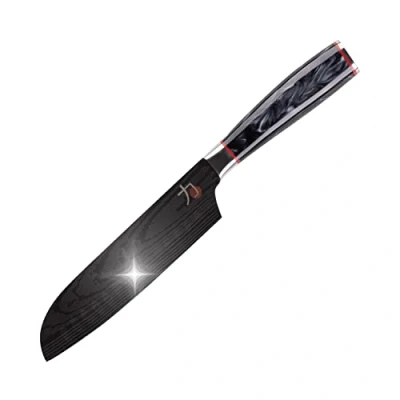 Imagen de MasterPro Tetsu cuchillo de Cocina Japonés Mini Santoku 12,5 cm Perfecto para Cortes Precisión Profesional Reforzado, Equilibrado y con Revestimiento Titanio