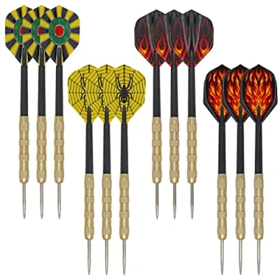 Imagen de SacJkt Dardos, Dardos Profesionales, 12 pcs Eje de dardo en Metal y vuelos, Kit Accesorios Surtidos, Universal Meta Surtido Accesorio Lanzamiento Resistente a roturas (15.2 cm)
