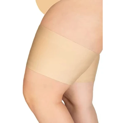 Imagen de Annes styling Bandas antirozaduras para el muslo, elásticas, evitar roce entre los muslos, encaje con forro protector de silicona antideslizante Satinado Natural, Tamaño S (53 57cm)