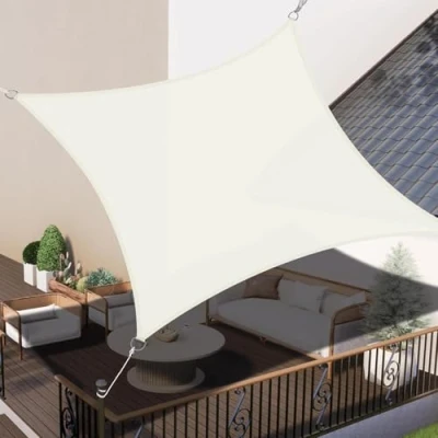 Imagen de LOVE STORY Toldo Vela de Sombra 3x3m Cuadrado Toldos Impermeable Protección Rayos UV para Exteriores Terraza Balcon Patio Jardín，Crema