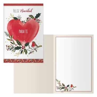 Imagen de DOHE Tarjetas de Felicitación Navidad Pack 6 unidades Tamaño: 11,5x17 cm (cerrada) Incluye sobre para guardar la tarjeta Modelo Corazón