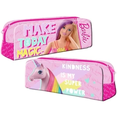 Imagen de TDL Barbie Estuche rectangular para niñas con cremallera el regreso a clases, diseño de Movie, Pink, lápices