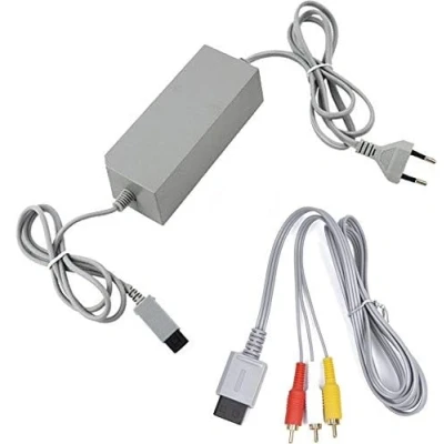 Imagen de CHILDMORY AC Fuente de alimentación Adaptador corriente Cargador con RCA Audio Video AV Cable para Wii Consola Sistema