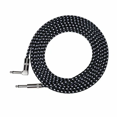 Imagen de Rayzm Cable de la Guitarra 5 Metros Silencioso Guitarra/Bajo y Acordes, 1/4&quot; (6.35mm) en ángulo Trenzado Conector Macho Mono TS, el Es una Mezcla Lana Tejida