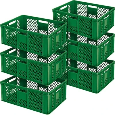 Imagen de BRB 6 contenedores europeos calados/apilables, calidad industrial, apto para alimentos, 600 x 400 240 mm, color verde
