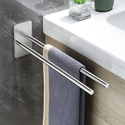 Imagen de Gsocel Toalleros de Baño sin Taladro,Toallero Adhesivo Pared Acero Inoxidable 304 Accesorios Taladro para y Cocina 38CM,Plata