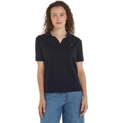Imagen de Tommy Hilfiger Mujer Polo de Manga Corta Regular Fit, Azul (Desert Sky), XXS