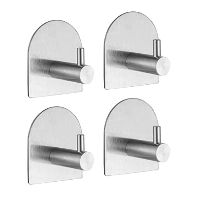 Imagen de Ibergrif M34451A Ganchos Adhesivos Para Pared, Gancho Toallas sin Taladro, Colgador Autoadhesivas 3 m, Baños, Cocinas, Oficinas, 4 Piezas, Acero Inoxidable, Plata