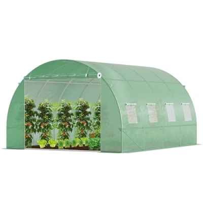 Imagen de VOUNOT Invernaderos Jardin, Tunel Invernadero Huerto prar Plantas, Ubo de Acero y Plastico, Impermeable, 4 x 3 2 m, 12 m², Verde