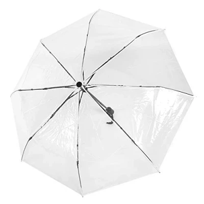 Imagen de Port¨¢til Ligero Moda Transparente Autom¨¢tico Abierto Cerrar Tres pliegues Plegable Paraguas de viaje para la lluvia Blanco al aire libre