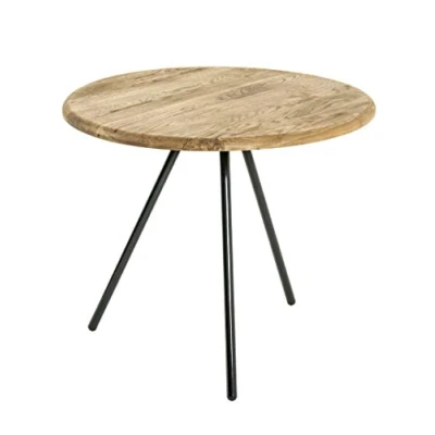 Imagen de HAKU Möbel Mesa auxiliar roble, negro, Madera maciza, metal Dim.: AL 43 cm x diámetro 50 cm, Estilo: Tradicional