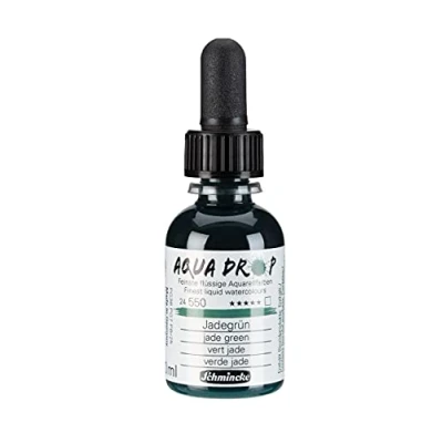 Imagen de Schmincke AQUA DROP, acuarela líquida a base de pigmentos, color Verde jade en frasco 30 ml con pipeta, 24550034, para pintar acuarela, esbozos urbanos, caligrafía, rotulación mano