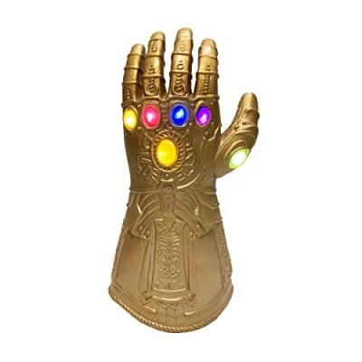 Imagen de MATU Guante de Goma Infinity Gauntlet Thanos con LED Halloween Cosplay Disfraz Prop