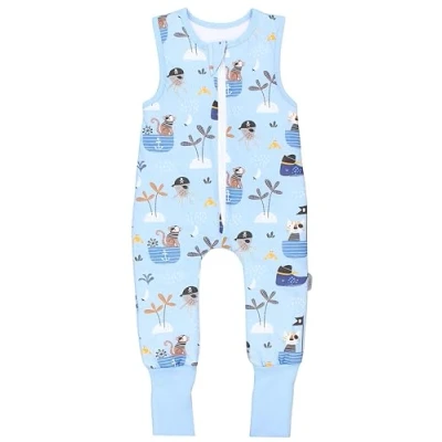 Imagen de TupTam Saco de Dormir con Piernas para Bebés 2.5 Tog, Piratas azul pie reversible, 104 110