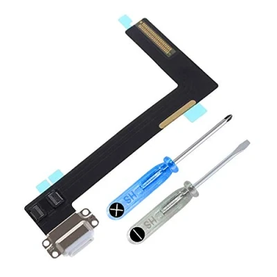 Imagen de MMOBIEL Conector de Carga Compatible con iPad Air 2 (2014) / 6 (2018) Puerto Dock Connector Cable Flex Audio Jack/Micrófono/Antena Repuesto Incl Destornilladores Blanco
