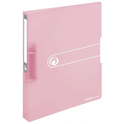 Imagen de Herlitz 11409026 Archivador (tamaño A4, 2 anillas, 25 mm, lámina de polipropileno), color rosa transparente