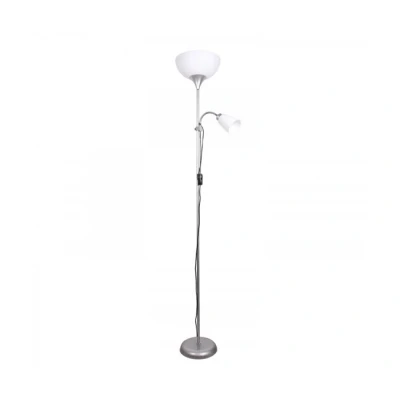 Imagen de BEL AIR HOME Lámpara de Pie Varese 1xE27 y 1xE14(BOMBILLAS NO INCLUIDAS) 178cm Ideal para Salones Estudios Diseño Moderno Funcional Lampara Lectura Orientable(PLATA)