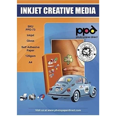 Imagen de PPD A4 x 50 Hojas de Papel Fotográfico Autoadhesivo Brillante Gramaje 120 g/m² y Secado Instantáneo Para Impresora Inyección Tinta Inkjet 73