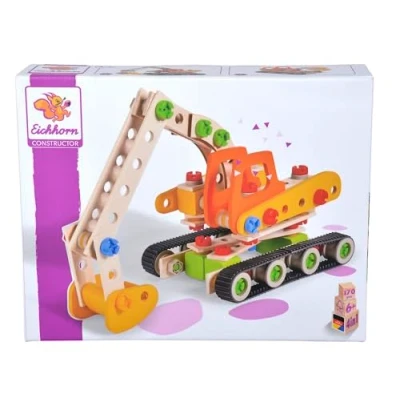 Imagen de Eichhorn 4 Modelos Diferentes: Excavadora de orugas, camión Trasero, Quad Nieve, 170 Piezas, FSC 100%, Madera Haya, plástico, BSK, 6J+ Fabricado en Alemania, Color Colorido (100039096)