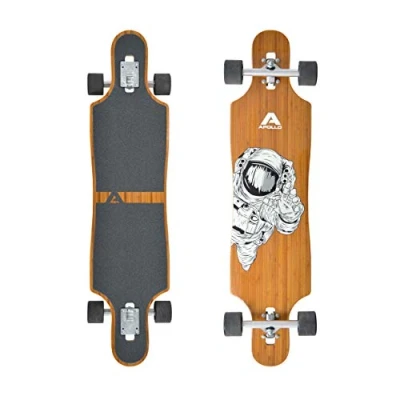 Imagen de Apollo Monopatín Longboard Tabla con Cubierta de Bambú y Fibra Vidrio Rodamientos ABEC 9 Flex 2 para Adolescentes Adultos Cruiser Profesional