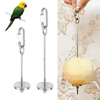 Imagen de Wudong 2 pinchos para loros, de acero inoxidable, soporte colgar frutas, pájaros, alimentador lanza pájaros