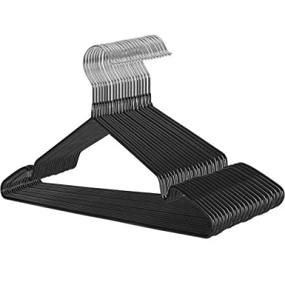 Imagen de SONGMICS perchas de Metal Juego 20 Unidades, Antideslizantes ropa, 4 mm diámetro, Ahorro Espacio, Gancho Giratorio 360, Color Negro CRI33B