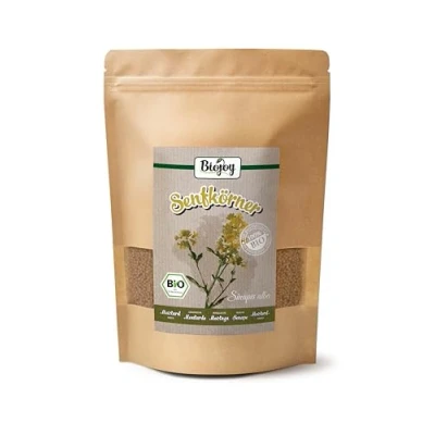 Imagen de Biojoy Semillas de mostaza Orgánicas (500 g), amarillas y enteras, en granos (Sinapis alba)