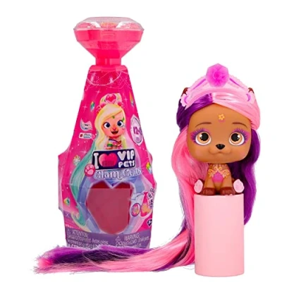 Imagen de VIP PETS Glam Gems S5, Muñeca Perrita Sorpresa Coleccionable con un Look Brillante y Pelo Largo para Peinar Decorar Joyas, Juguete Regalo Niñas Niños +3 Años
