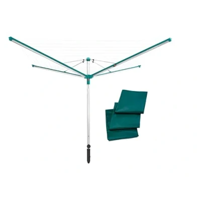 Imagen de Leifheit tendedero Linomatic 600 Deluxe Cover, vertical de gran capacidad con funda, tendal exterior fácil usar 60 metros cuerda