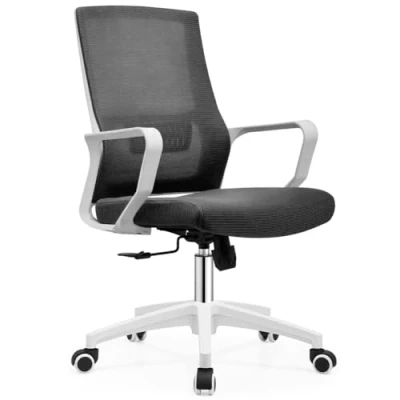 Imagen de Shally Dogan Sedia Ufficio Nero con Struttura Bianca Poltrona da Scrivania Studio Cameretta Silla de Escritorio, Negro, 62 x 60 99 109 cm
