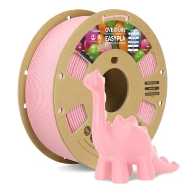 Imagen de OVERTURE PLA Easy 1.75mm Filamento 3D para Principiantes, Extrusión Suave y Sin Deformaciones, 1kg Carrete de Cartón, +/ 0.02mm, Compatible con Impresoras FDM (Rosa Easy)